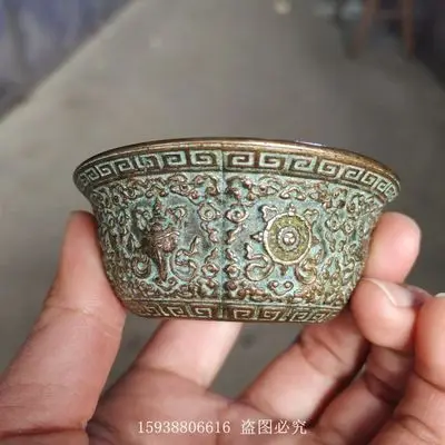 Изысканная Античная зернистая латунь зеленый цвета ржавчины Babao Bowl и орнамент