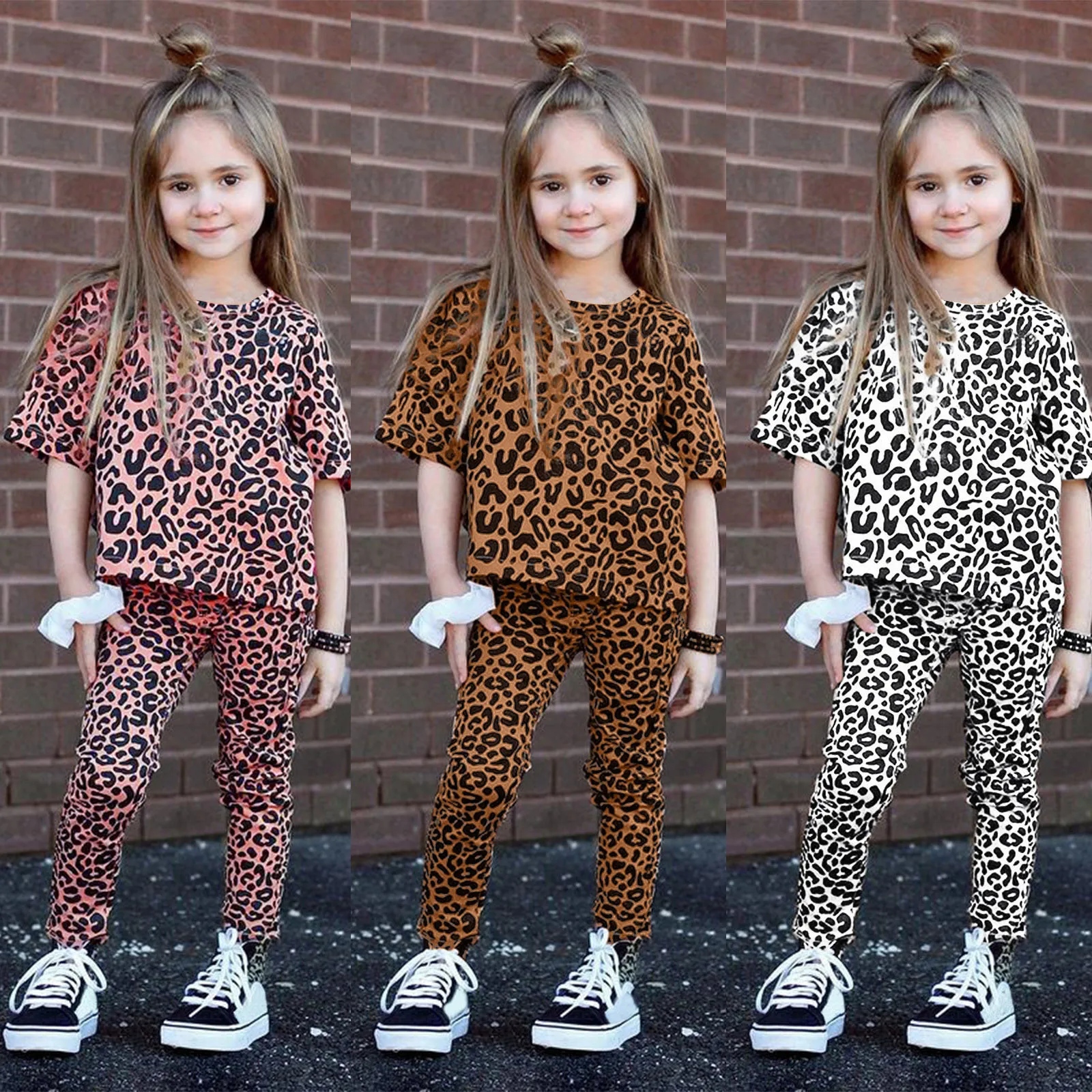 

0-5 Years Toddler Baby Girls Clothes Leopard T-shirts +Pants Leggings Kids Pajamas Suit Outfit 2022 Fashion Summer Clothing Sets