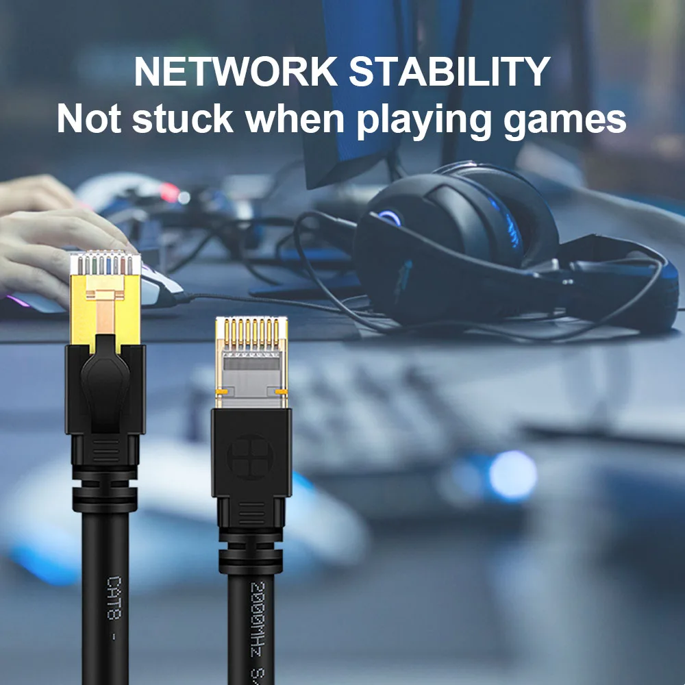 PC RJ45 Cable Ethernet Cat 8 10m 30m 40Gbps 2000MHz Lan Cable Internet Network Shielding Laptops PS 4 Router Modem Cat7 Cord