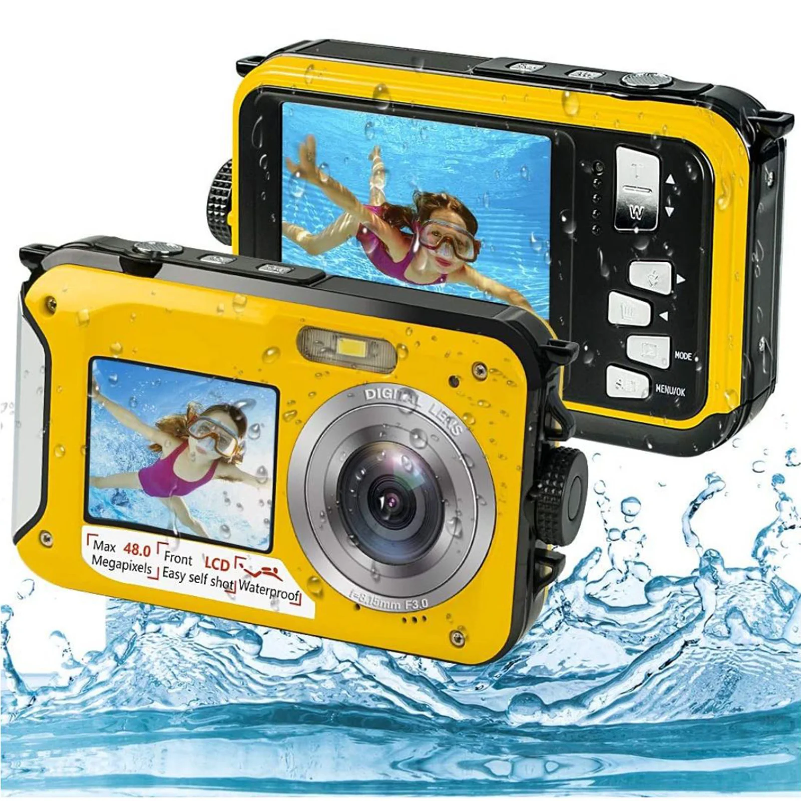 

Underwater Camera Dual Screens HD 2.7K 48MP Digital Waterproof Anti-shake Outdoor Video Recorder Camera for Snorkeling Camping