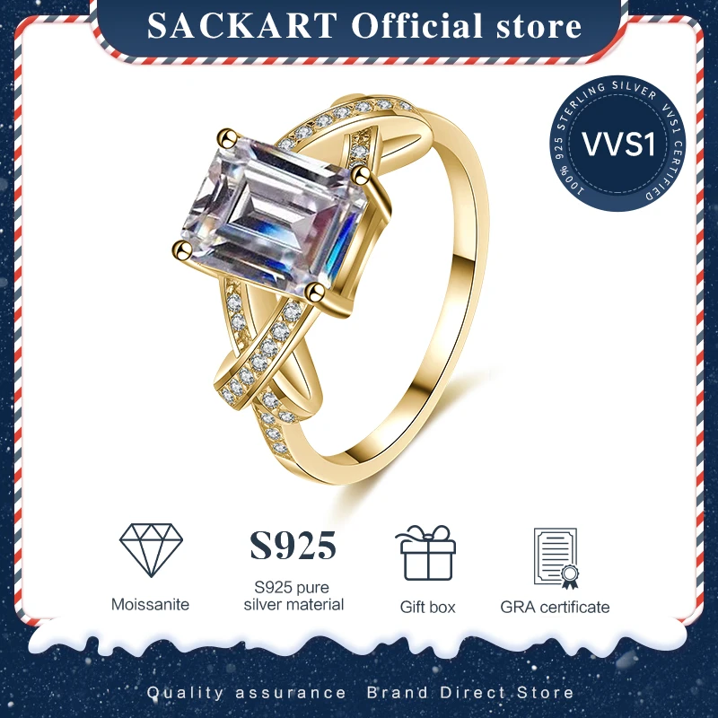 Женское Обручальное Кольцо SACKART из серебра 925 пробы с бриллиантами