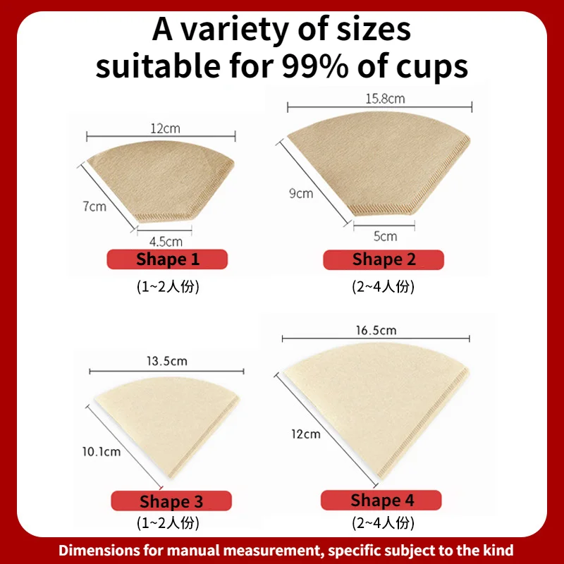 V-Shaped Coffee Filter Cone 100 Pieces 1-2 / 2-4 Cups for V60 Dripper Espresso Drip Tools | Дом и сад