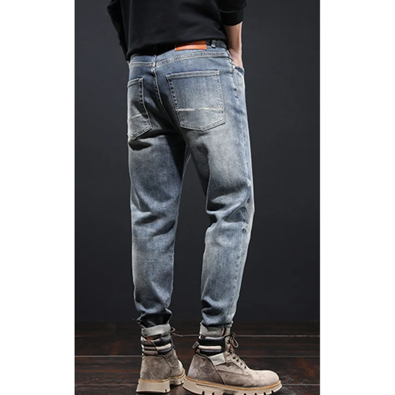 Streetwear Men 2022 New Pattern Vintage Recreational Blue Jeans Loose Broad Straight Cylinder Leg Trousers Autumn Female Trend