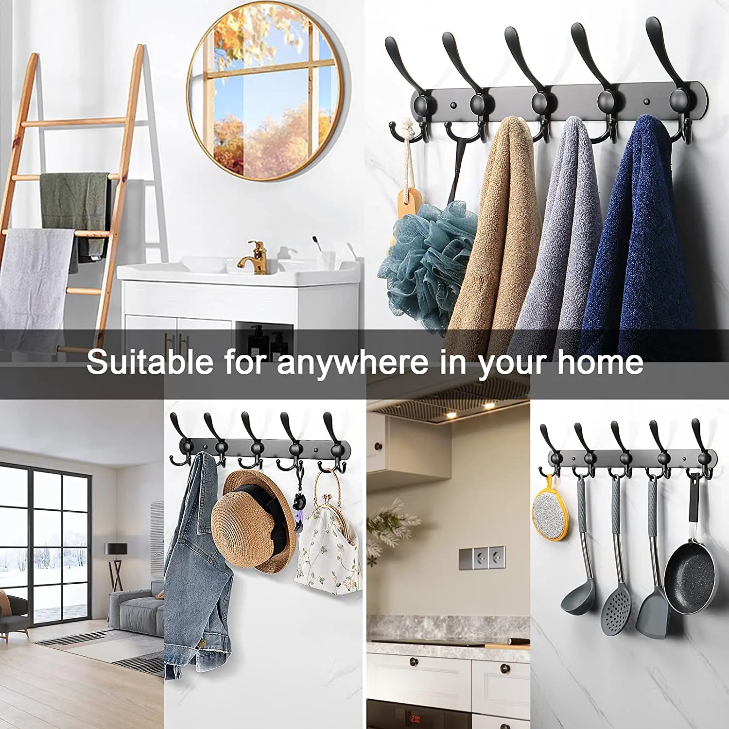 Сверхмощные крючки для банных полотенец, крючки из нержавеющей стали для халата, металлический крючок для пальто, пальто, шляпы, ключей для ...