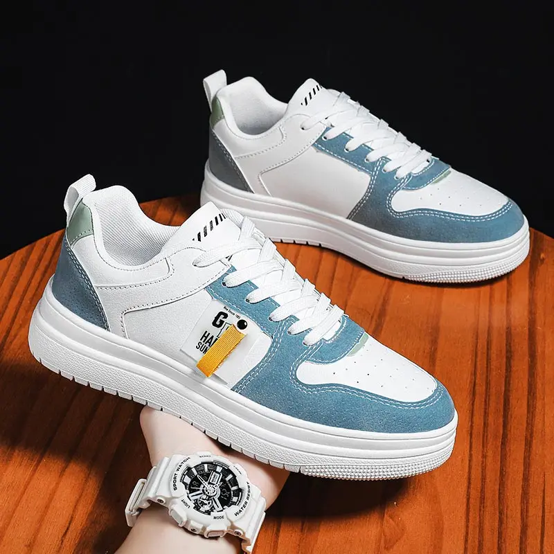 

PU leather vulcanise Running Shoes For Men Cheap Trainers White Sports Shoes Big Size Men's Moccasin Sneakers Shoes Sport Gym