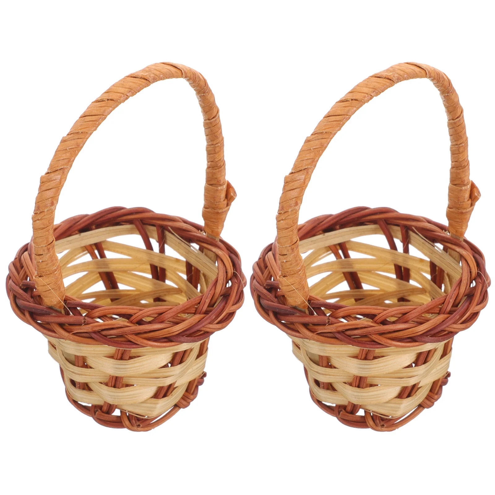 

Flower Basket Mini Baskets Favors Woven Handles Floral Storage Rattan Groceries