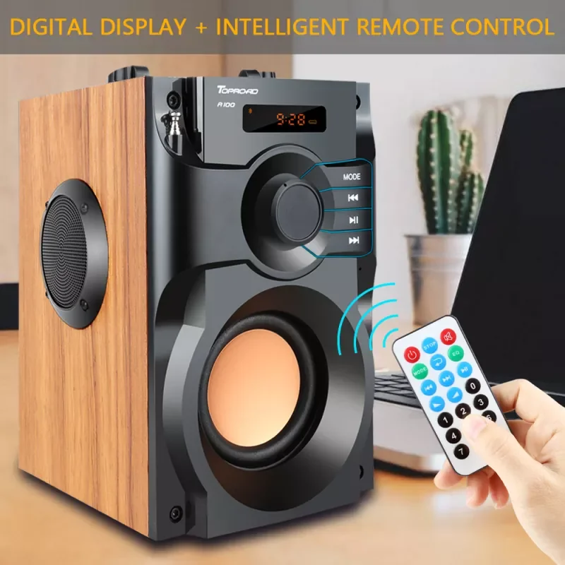 Купи Bluetooth Speaker Subwoofer Portable Stereo Bass Music Speakers Column Support FM Radio TF AUX USB Remote Control за 2,773 рублей в магазине AliExpress