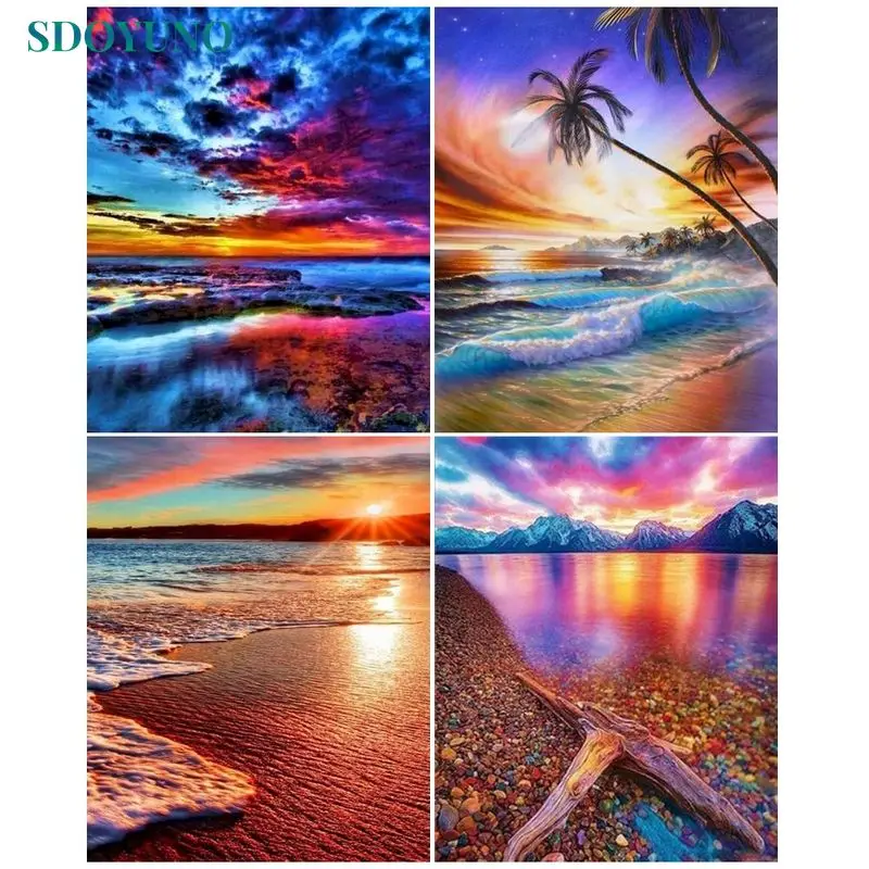 

SDOYUNO Modern Paint By Numbers Diy Handpainted Canvas Painting Landscapes Number Painting Living Home Decor