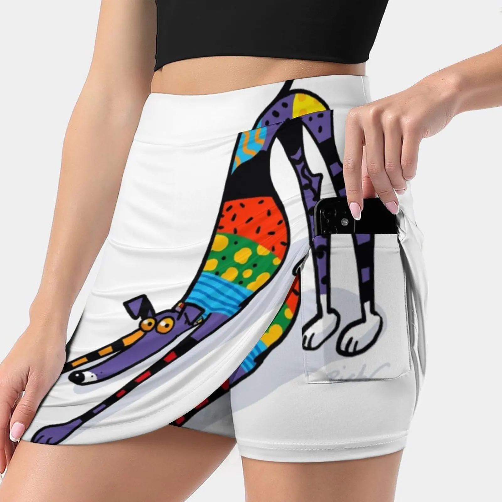 

Женская юбка-калейдоскоп с бантом, винтажная юбка с карманами, трапециевидная юбка с принтом, летняя одежда с изображением yhound Whippet