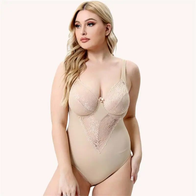 

Women’s Shapewear Bodysuit Lace Full Body Shaper Waist Trainer V Neck Jumpsuits Tummy Control Tops