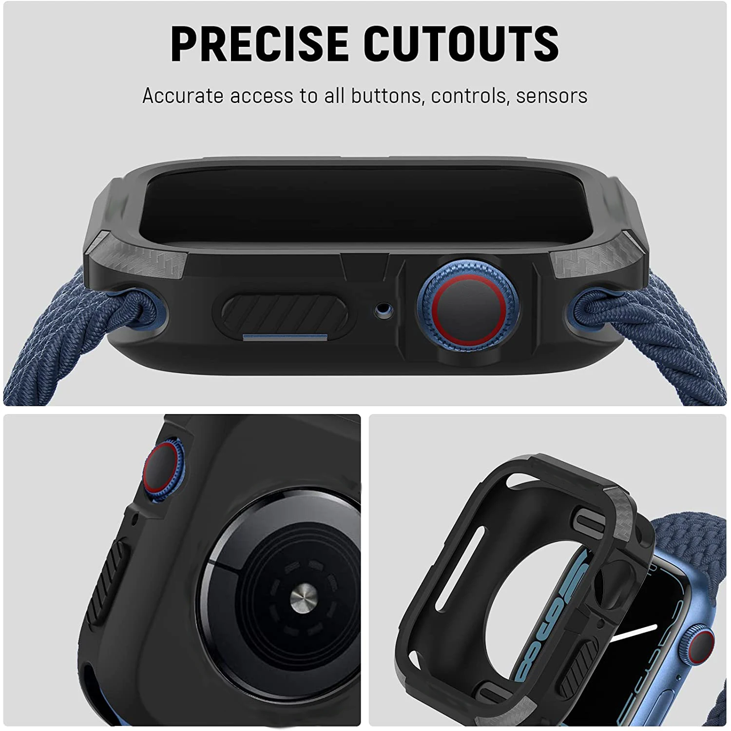 Прочный чехол для Apple Watch 44 мм 40 45 41 защитный из ТПУ экрана iWatch Series 9 7 8 se 6 аксессуары