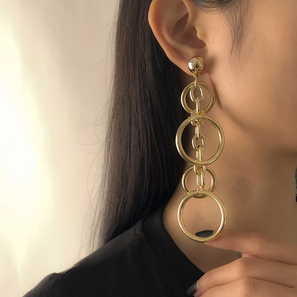 

Punk Long Big Circle Link Chain Earrings for Women Hiphop Statement Large Drop Earrings Fashion 2022Earring Jewelry Gift