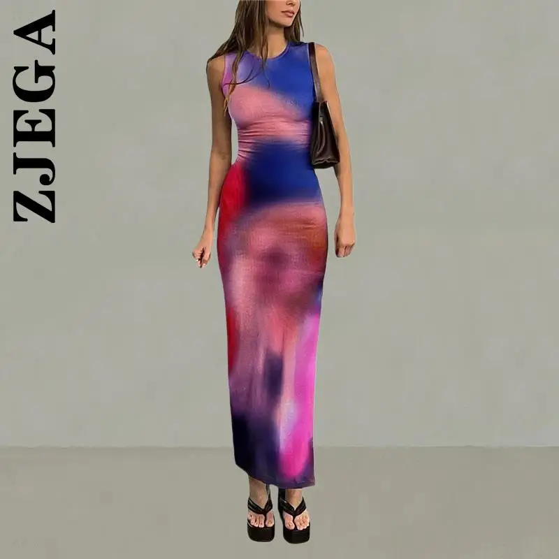 Модное женское Клубное платье Zjega без рукавов с открытой спиной Макси-Платье
