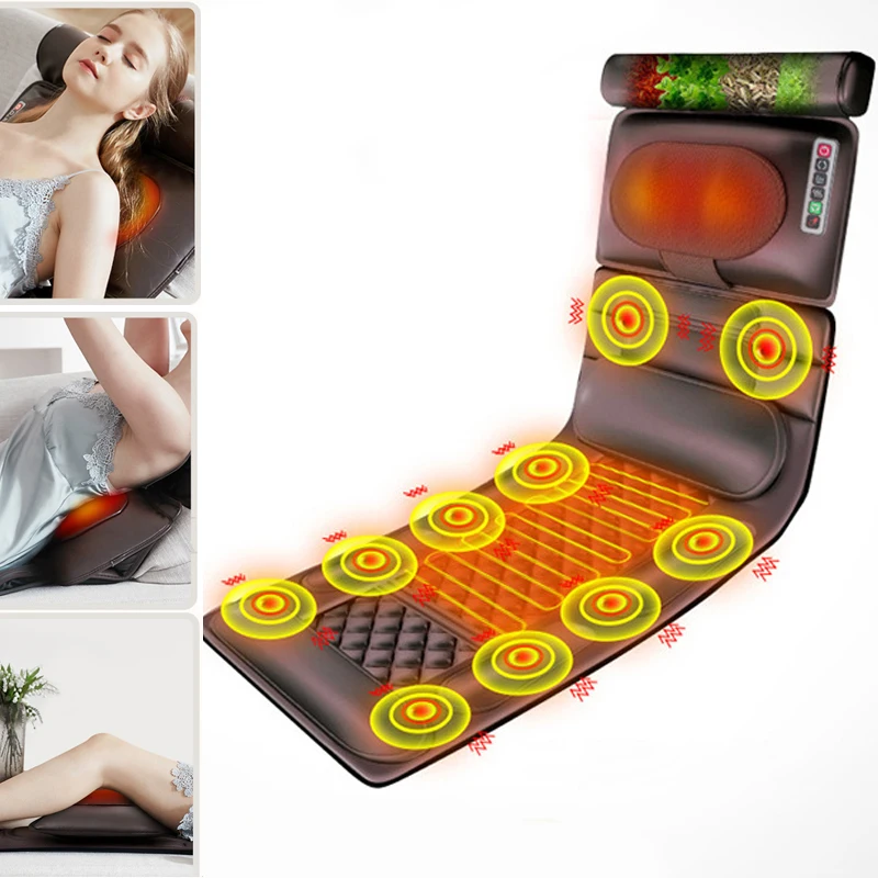 

Electric Massage Cushion Mat for Full Body Shoulder Neck Back Hips Legs Massager Vibration Heating Mattress Chair Pain Relief