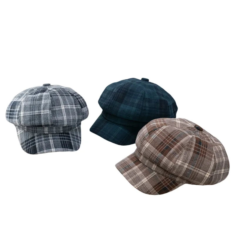 Британский винтажный кофейный берет художественный восьмиугольный преппи