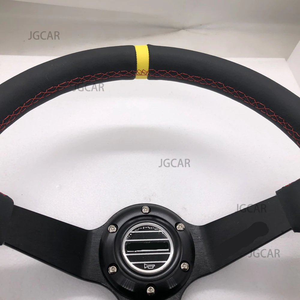 JDM 14 дюймов 350 мм Глубокая тарелка из натуральной кожи ралли тюнинг гоночное