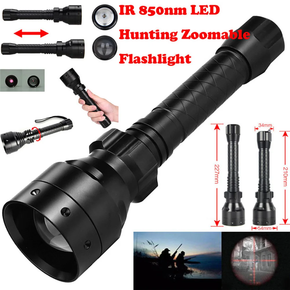 

850nm LED Infrared Zoom Flashlight 5W Tactical Hunting Digital Night Vision Device Fill light Intensifier Waterproof Flashlights