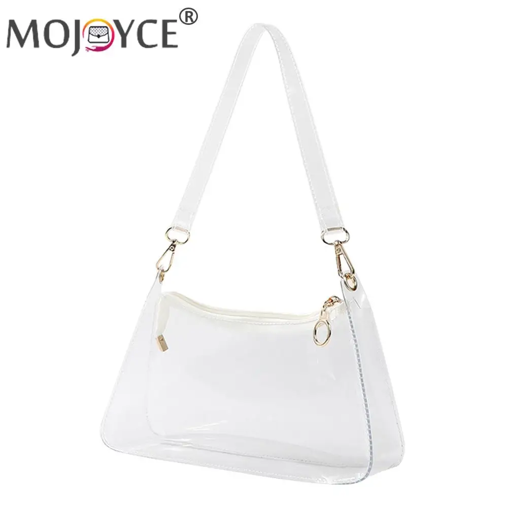 

Модная женская прозрачная сумка через плечо из ПВХ, Повседневная универсальная маленькая сумка на молнии, портативная дорожная сумка
