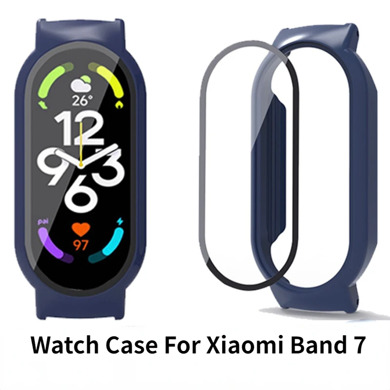 

Tempered Glass PC Watch Case For Xiaomi Band 7 Smartwatch For MI Band7 HD Clear Screen Protector Cover Protective Glass Shell