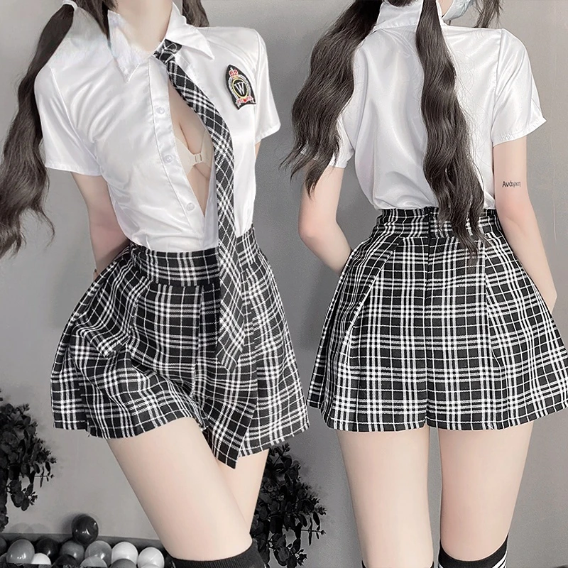 

Соблазнительное нижнее белье, школьная форма в японском стиле для студенток, черно-белое нижнее белье, костюм JK, плиссированная юбка, женска...