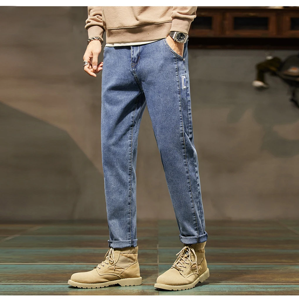 Fashion Hip Hop Youth Street Jeans New Men Casual Business Loose Straight Denim Pants Male Luxury Clothing Brand Black Trousers