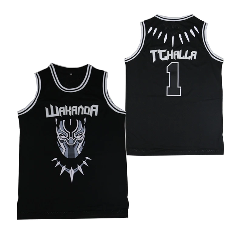

BG basketball jerseys 1 T'Challa jersey Embroidery sewing Outdoor sportswear Hip-hop movie jersey black 2020 summer