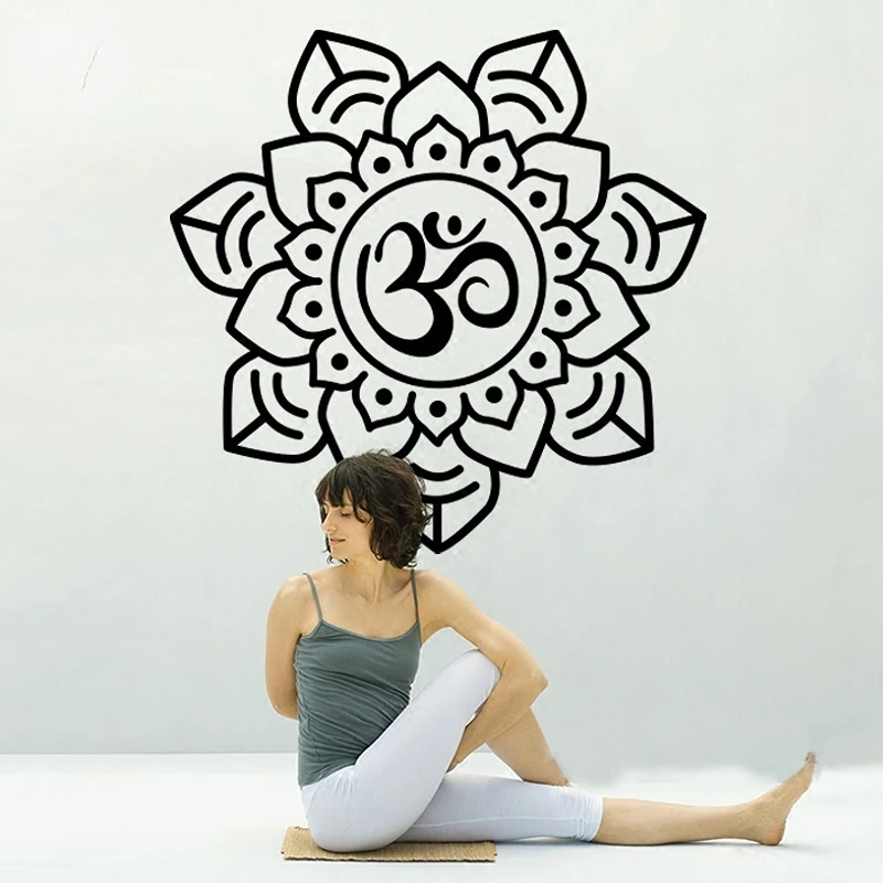 

Yoga OM Lotus Pattern Room Fitness Gym Wellness Decoration Pvc Waterproof Wall Stickers Glass Stickers Stickers Decorative YO