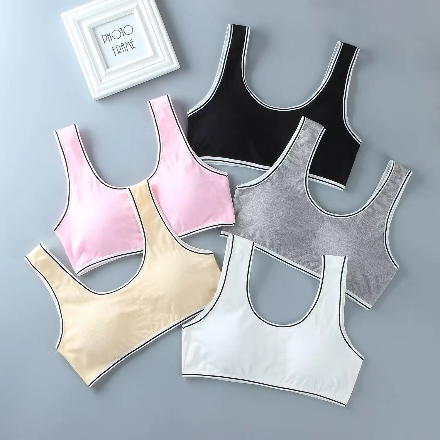 

5Pc/lot Girl Training Linen Soft Brassiere Sport Girl Bras for Teen Girls Letter Children Topic for Teenagers Vest