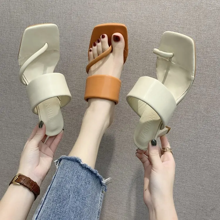 

Женские босоножки с квадратным носком, сандалии-шлепанцы, классические туфли, уличные сандалии без задника, лето 2022