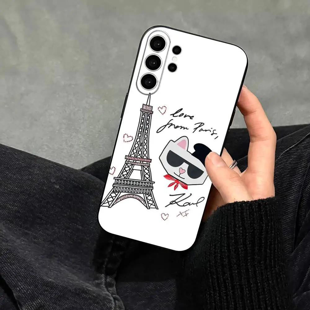 Фото Чехол для телефона K-Karls Lagerfelds Cat Gift для Samsung S25, S24, S21, S22, S23, S30, Ultra, S20, Plus, FE, мягкий силиконовый, черный №5