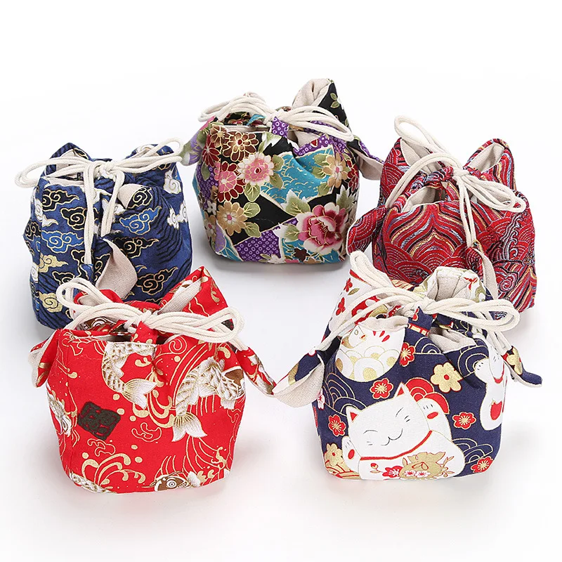 Nice Tea Set Storage Bag Portable Travel Cup Bag Cotton And Linen Teapot Bag Colorful Organizer Small Gift Package Bag