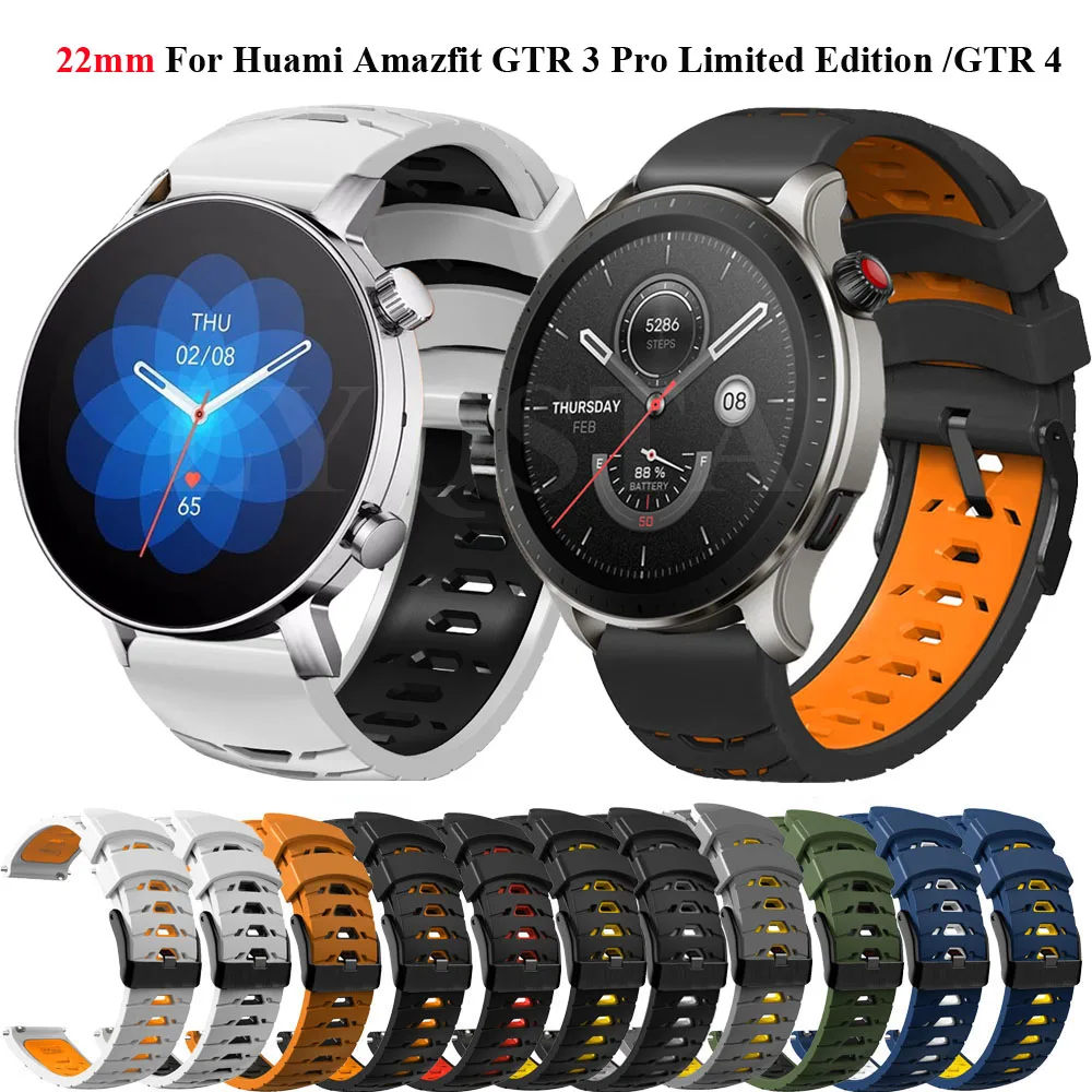 

20 22mm Wristband Strap For Huami Amazfit GTR 3 Pro Limited Edition GTR 4 Smart Watch for Amazfit GTS 4 Mini Bip 3 Silicone Belt