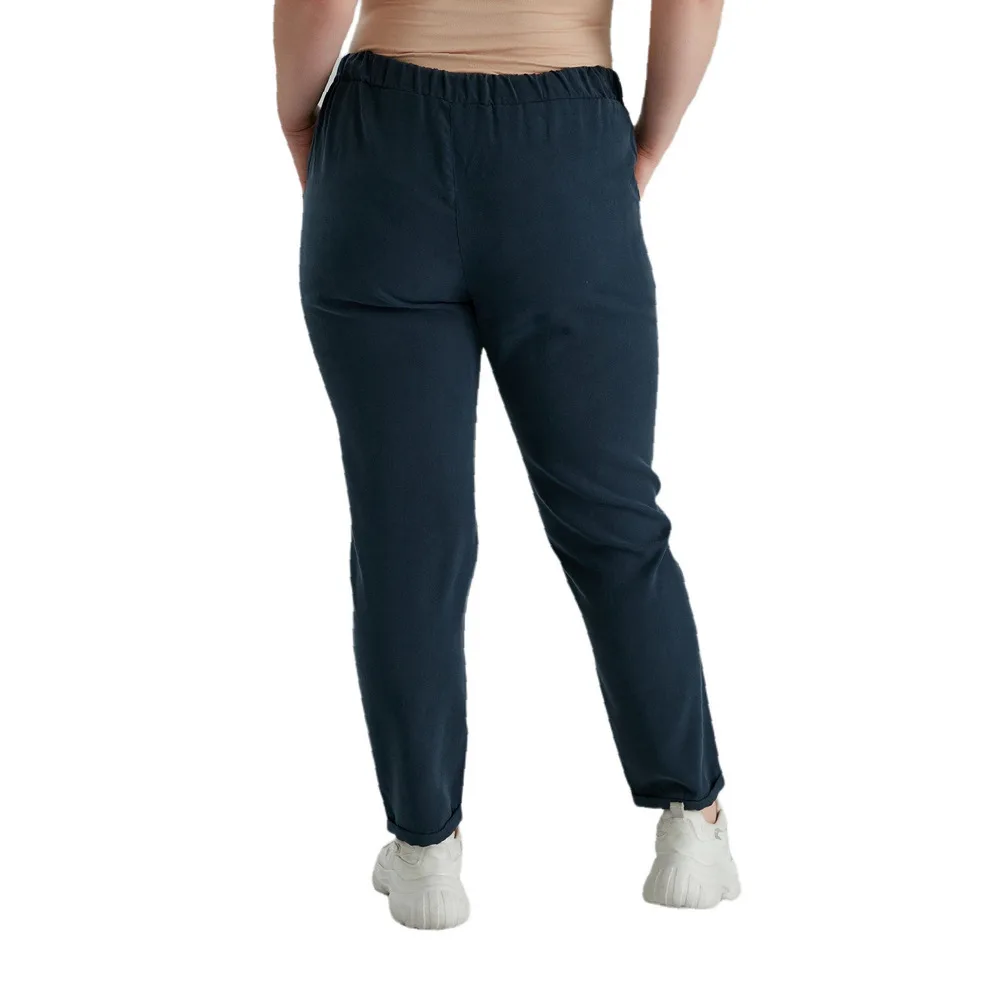 Fierte Women Plus Size Pants Rg1550 Normal Elastic Waist Tube Trotting Tencel Fabric Light Spring Summer
