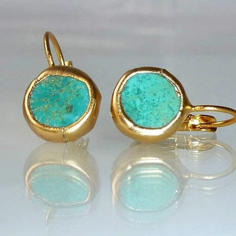 

Vintage imitation 18K Gold Earrings Fashion simple flash grandmother emerald Earrings