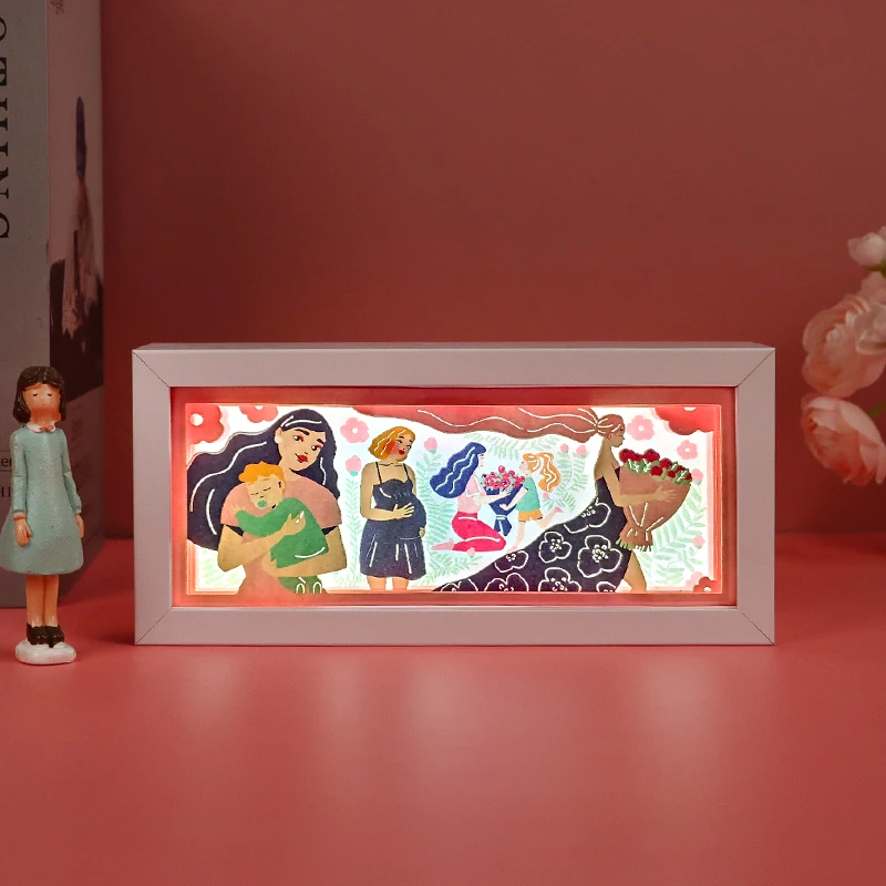 Подарок на день матери семейная коробка 3D теневая деревянная рамка бумажная