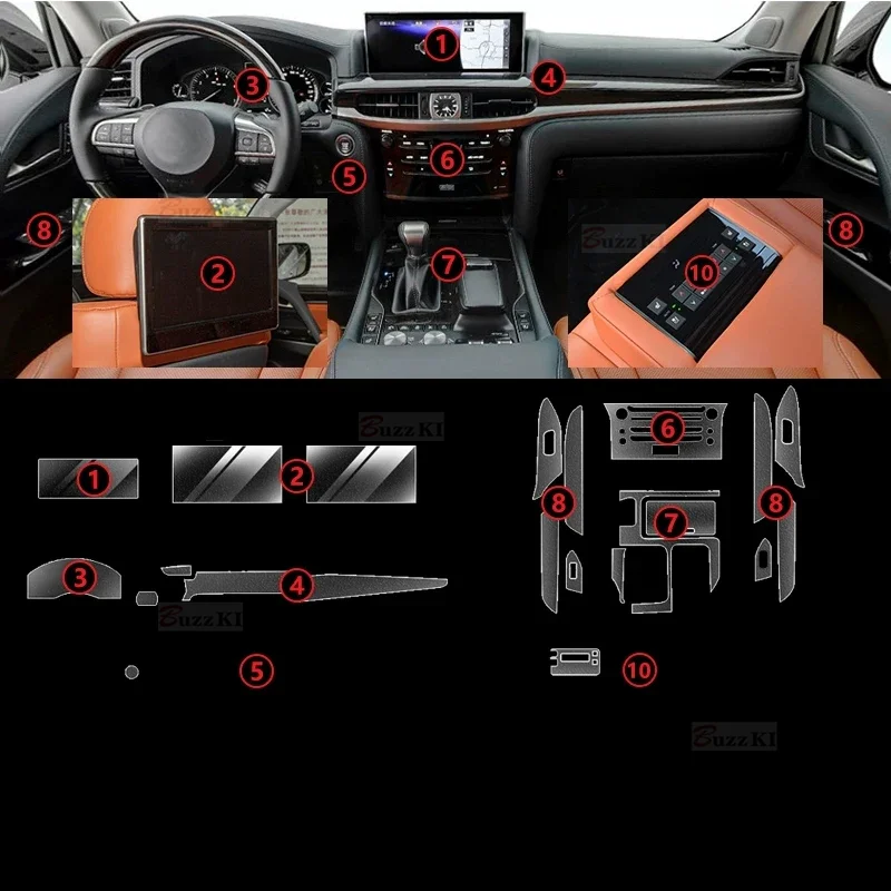 Прозрачная пленка для салона Lexus LX LX570 LX600 2016-2023 стикер центральной консоли