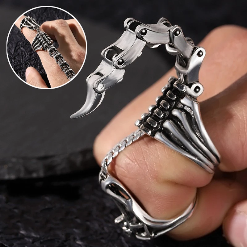 

Scorpion Ring for Men Heavy Rock Punk Joint Rings Men Vintage Cool Gothic Scroll Armor Knuckle Metal Rock Full Finger Rings