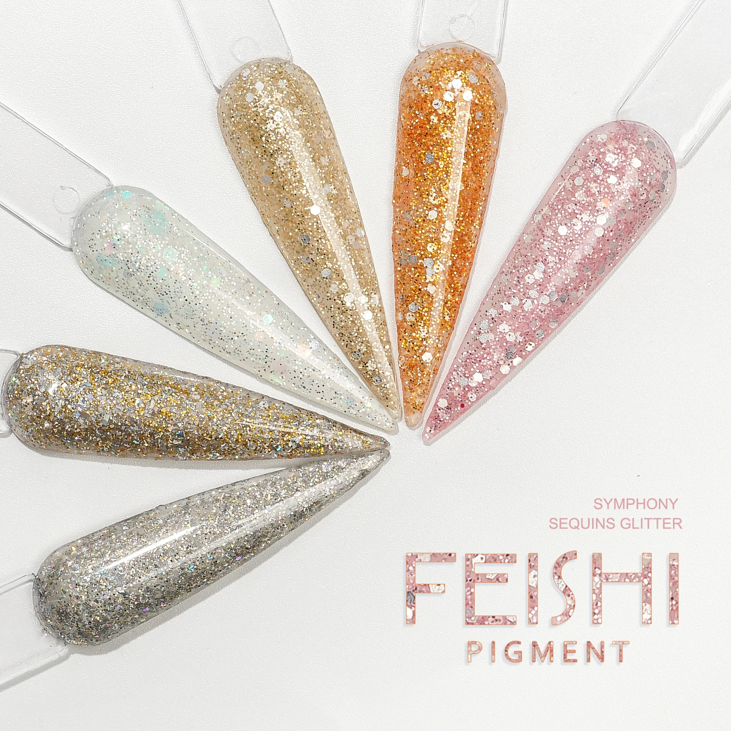 

Флакон FEISHI, 6 цветов, блестящий акриловый порошок для ногтей, блестящий дизайн для профессионального маникюра ногтей