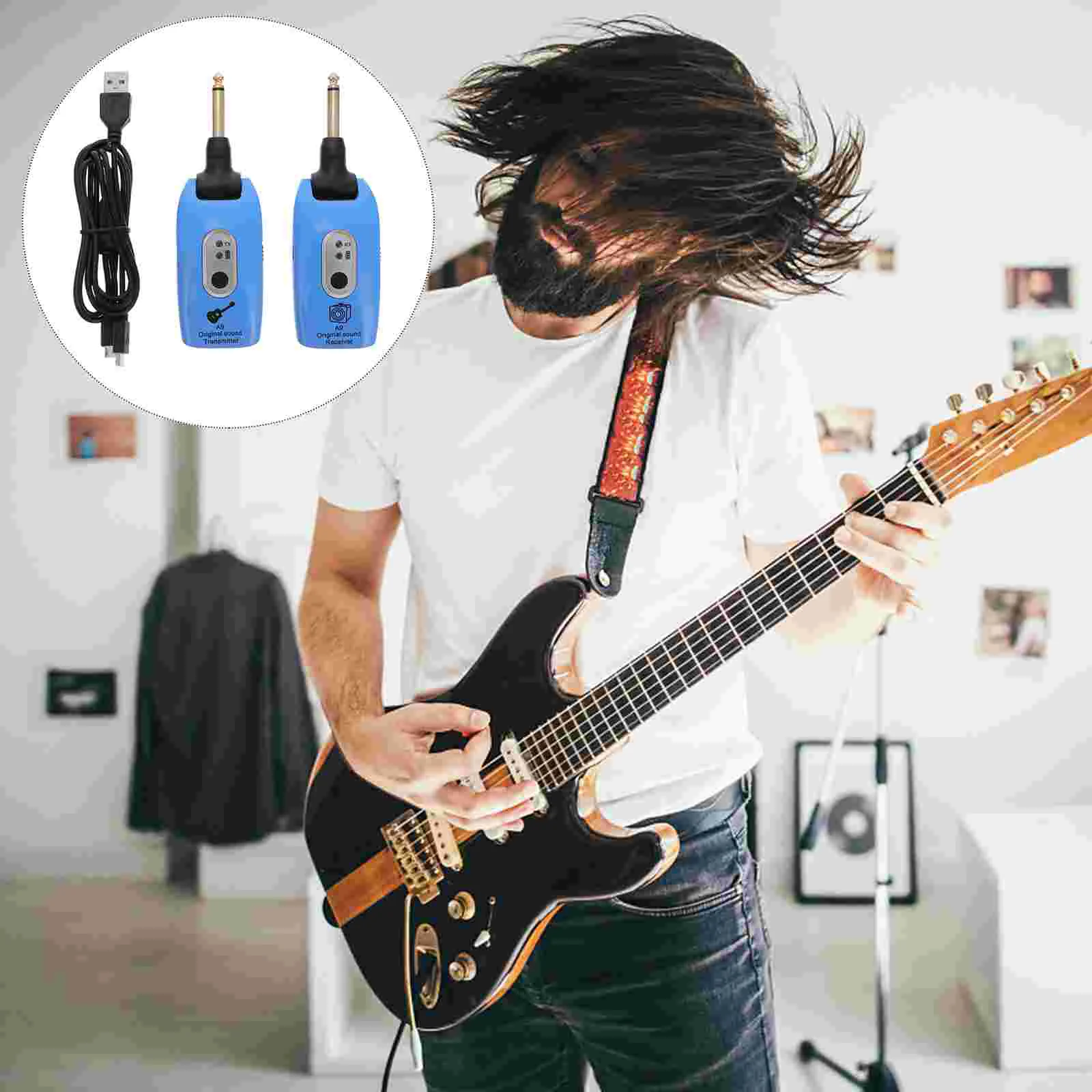 

1 Set Transmitting System for Guitar 2.4GHz Rechargeable Transmitter Receiver