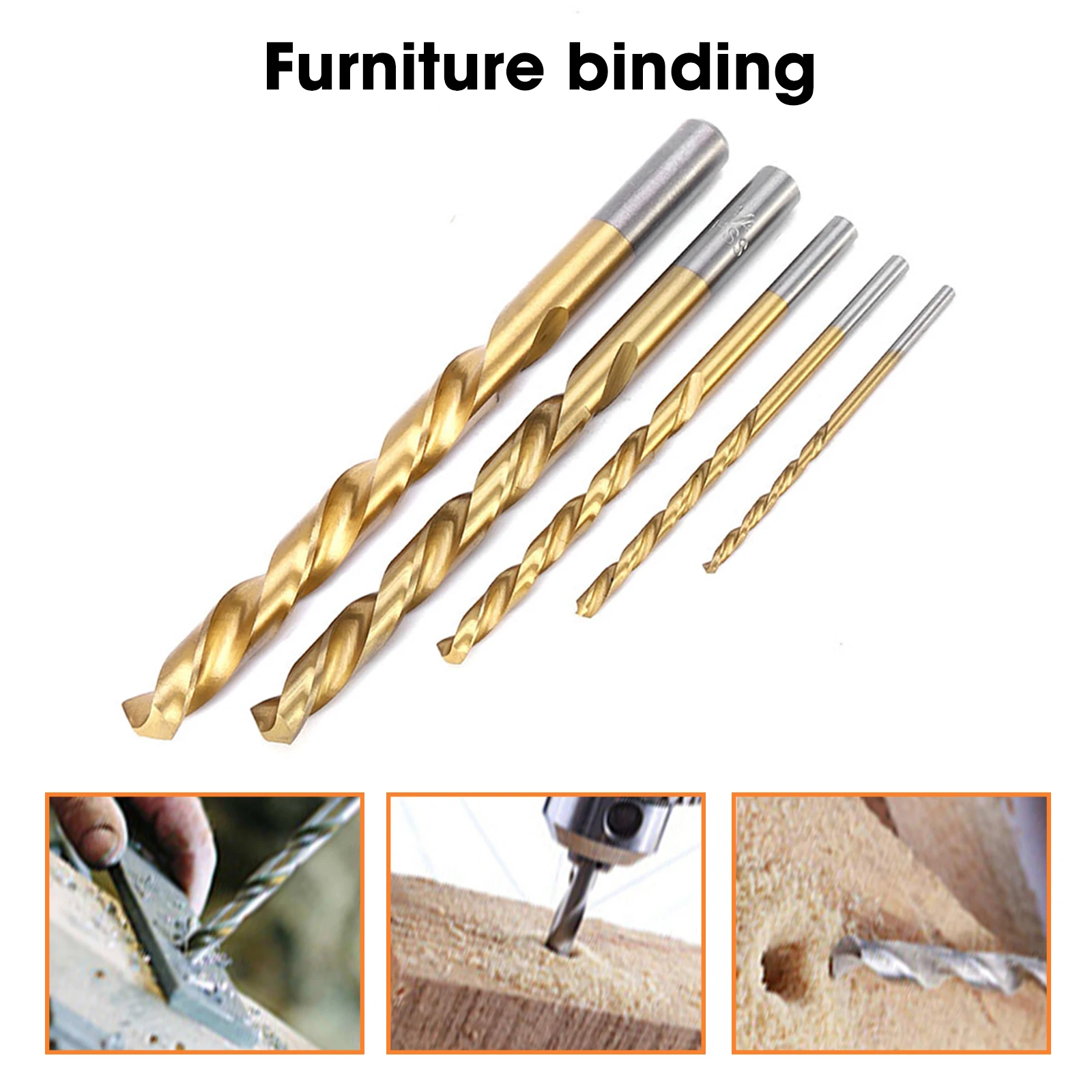 

High-speed Steel Drill Bit Drill Screw Extractor Set 5Pcs Broken Head Screw Sliding Tooth Extractor Inch Titanium-plated