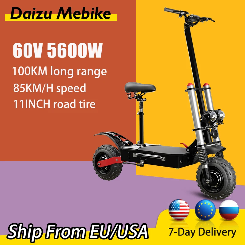 

5600W Powerful Electric Scooter Dual Motor Electric Scooters Adults Max Speed 85KM/H Off Road Escooter 100km Folding with Seat