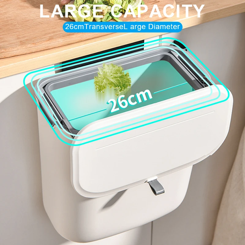 

Hanging Trash Bin Wall Mounted for Kitchens Cabinet Door with Lid Kitchen Trashs Bin Garbage Cans Counter Bins Trash Can Kitchen