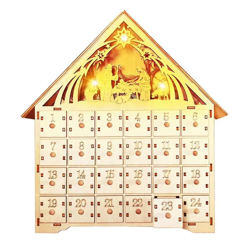 

Wooden Christmas Calendar Countdown Christmas Wooden Advent Calendar Led Advent Calendar Holiday Decoration For House Office DIY
