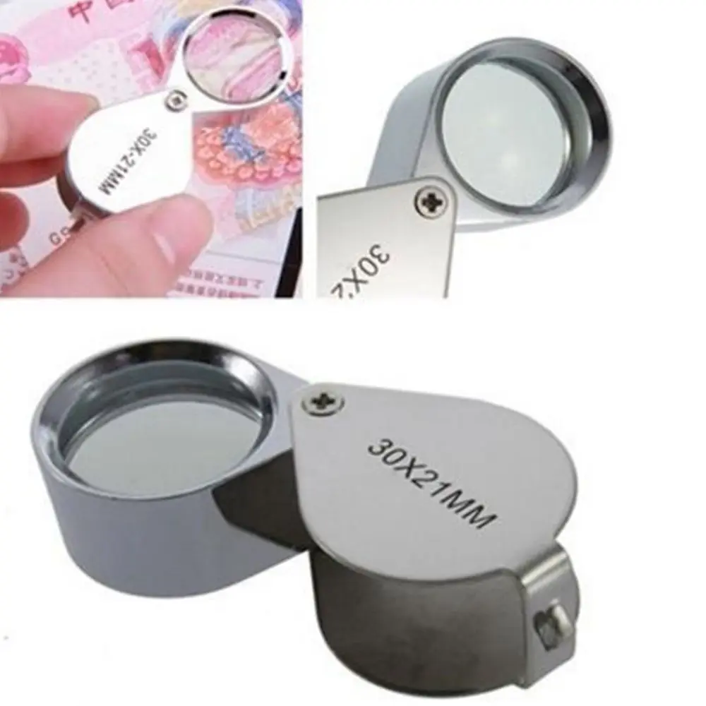 

Hot Mini 30X Glass Magnifying Magnifier Jeweler Eye Jewelry Loupe Loop 30*21mm Triplet Jewelers Physics Teaching Supplies