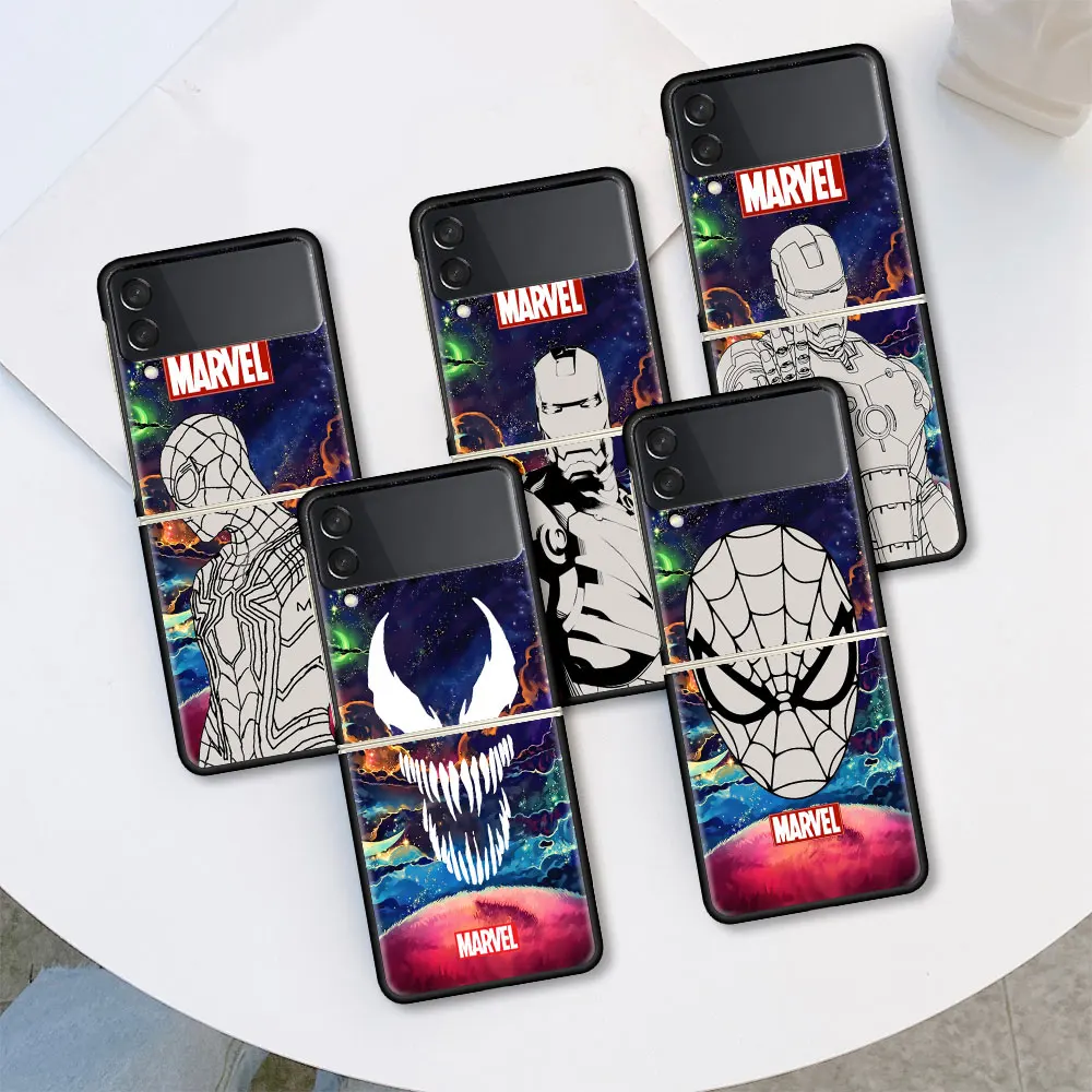 

Waterproof Case For Samsung Galaxy Z Flip 3 Black SmartPhone Coque Z Flip3 Hard Fold ZFlip Celular Funda Venom Spiderman Marvel