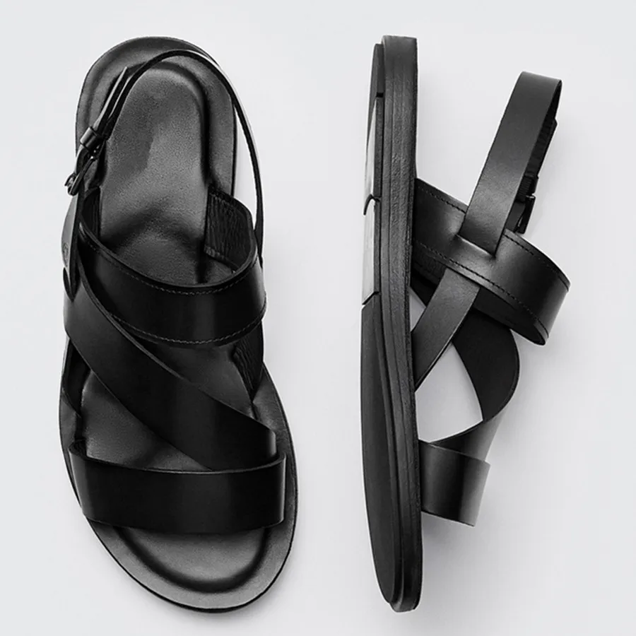 

Maxdutti мужская обувь на плоской подошве Summer старинные сандалии Men, модная однотонная Повседневная Удобная мужская обувь из натуральной волов...