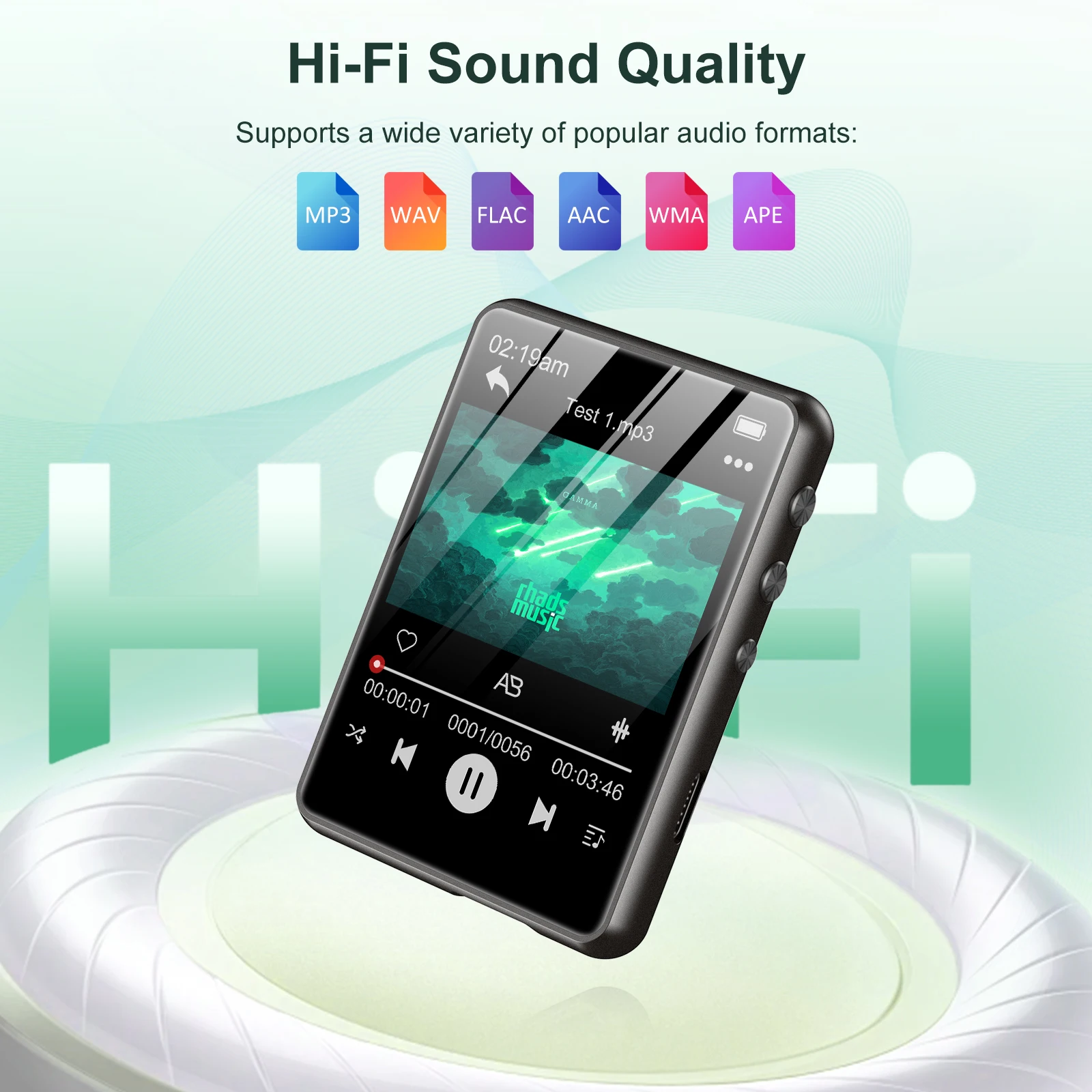 Фото MP3-плеер на 64 ГБ, портативный цифровой музыкальный плеер с Bluetooth 5.3, 2,4-дюймовым сенсорным экраном, динамиком, FM-радио и функцией записи. №4