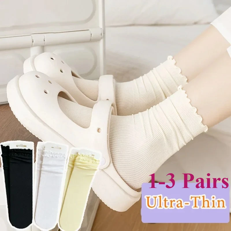 Women Ruffled Edge Bing Bing Socks Summer Ultra-th