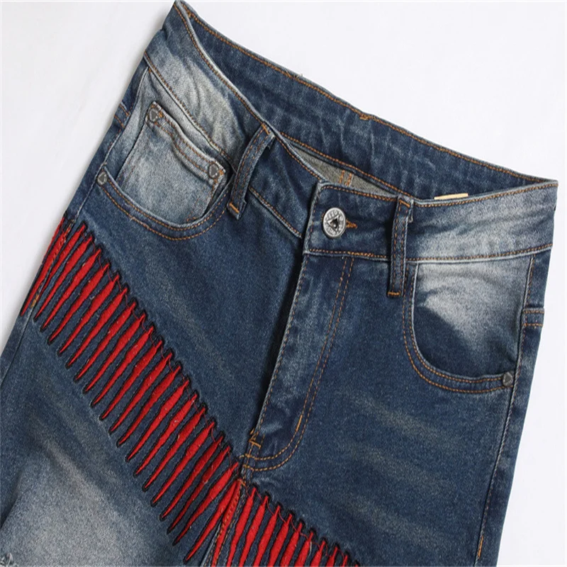 Men's Clothing Casual Trendy Streetwear Denim Oversize Pants Wide Leg Stretch Trousers Motorcycle Vintage Biker Baggy Jeans Male