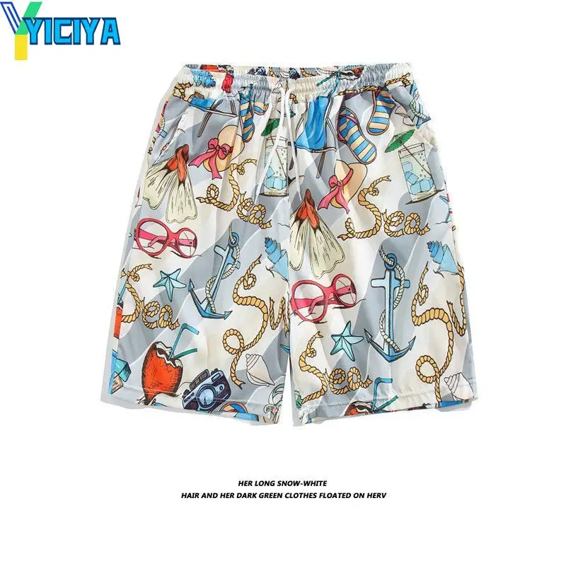 YICIYA Thin Flower Printing Men And Women's Shorts Summer Loose Casual Couple Shorts Streetwear Y2k Clothes Beach Board Shorts